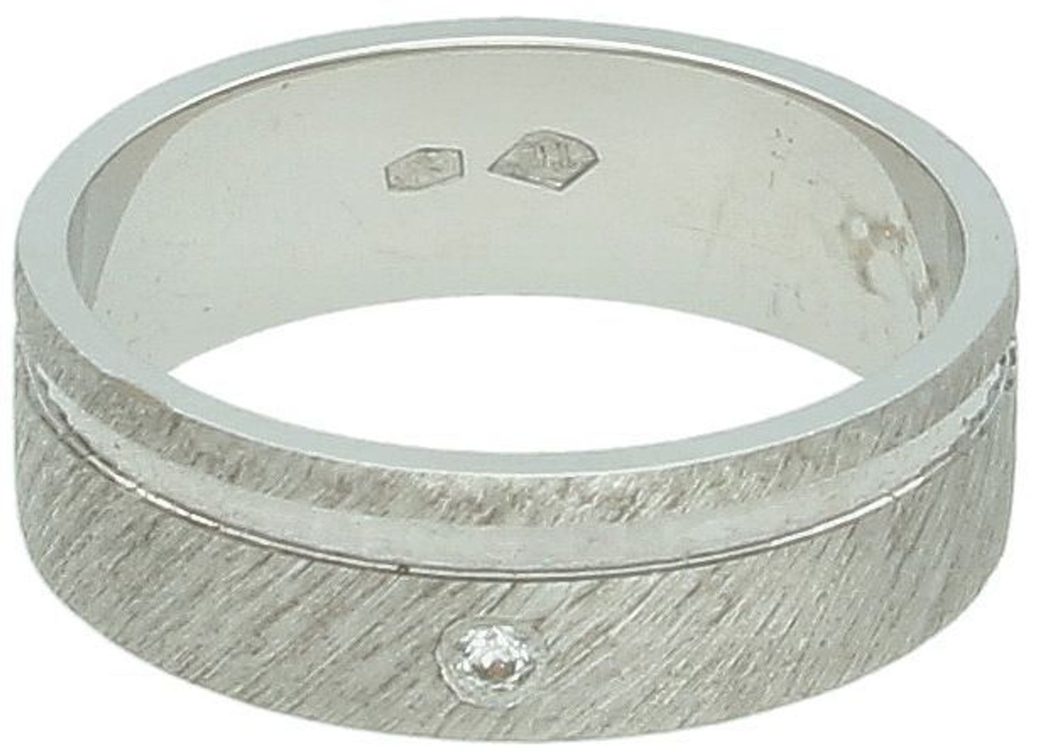 Złota obrączka płaska satynowa z cyrkonią 6mm – Elegancja, blask i styl  Rozmiar 16.jpg